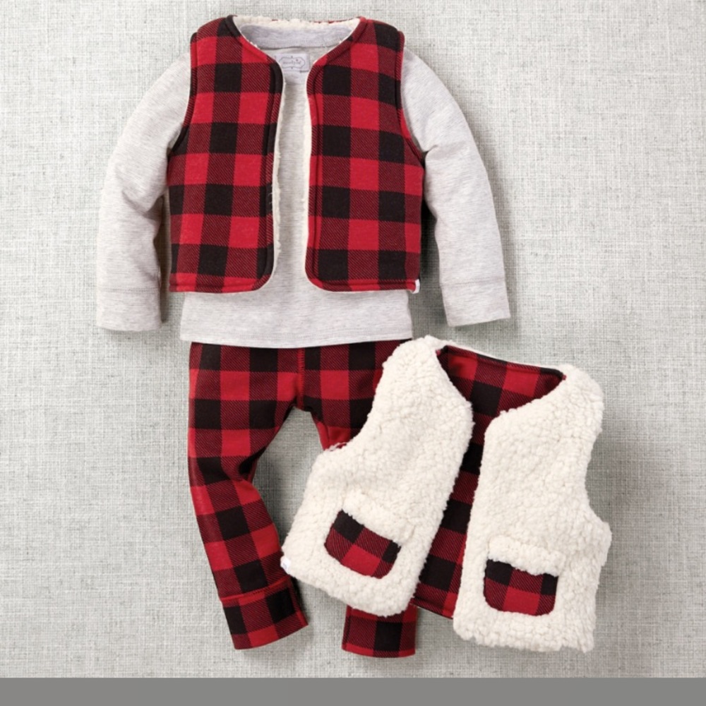 Mud Pie Baby Boy Buffalo Check 3 Piece Set
